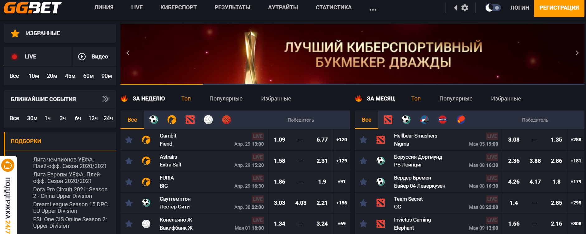 GGbet - ставки на киберспорт в букмекерской контор